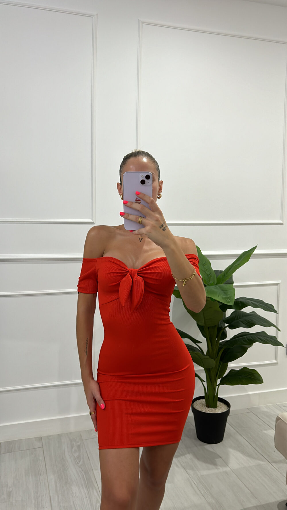 VESTIDO NUDO ROJO