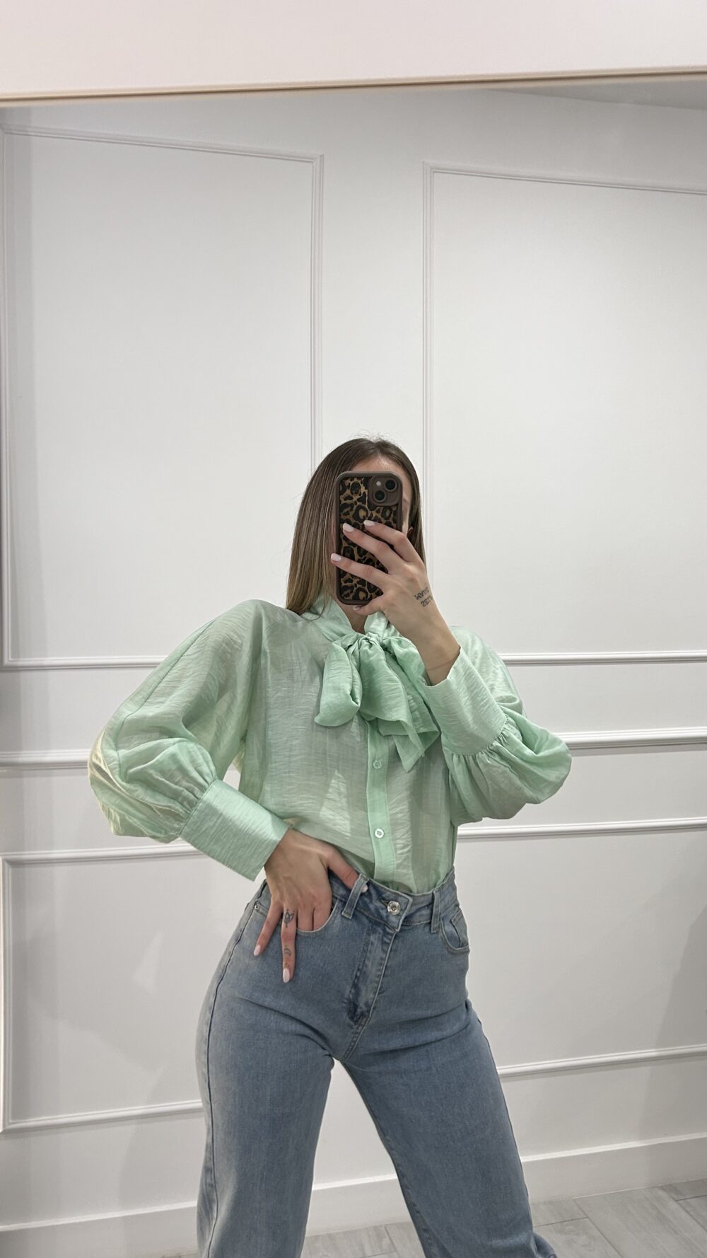 BLUSA GASA VERDE AGUA