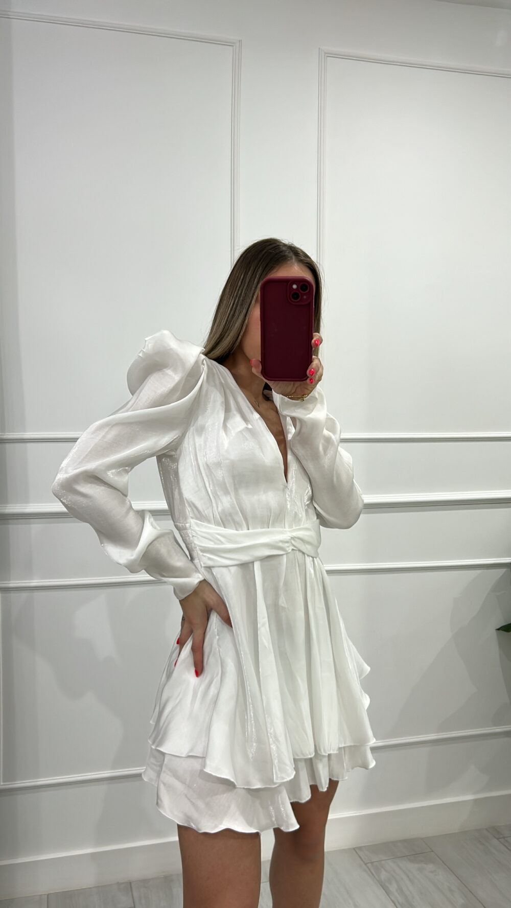 Vestido satén blanco - Imagen 2