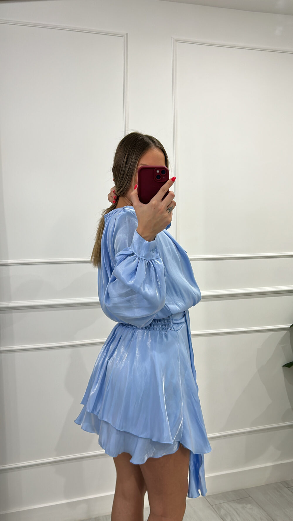 Vestido satén celeste - Imagen 3