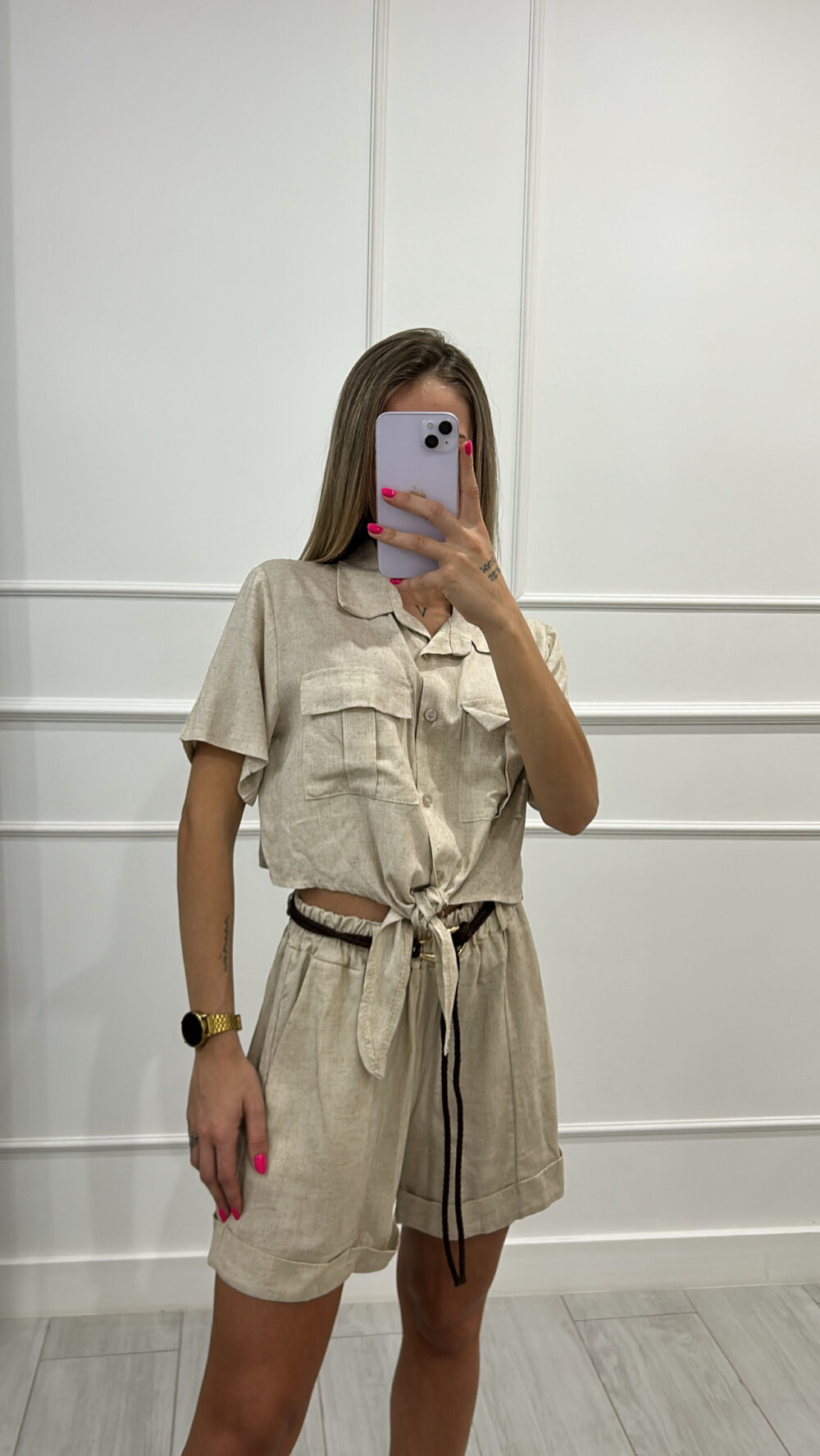 CONJUNTO SHORT TAUPE
