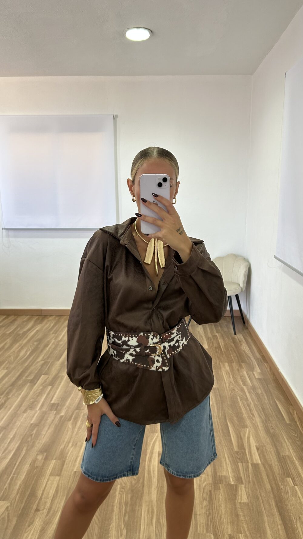 Camisa polipiel chocolate