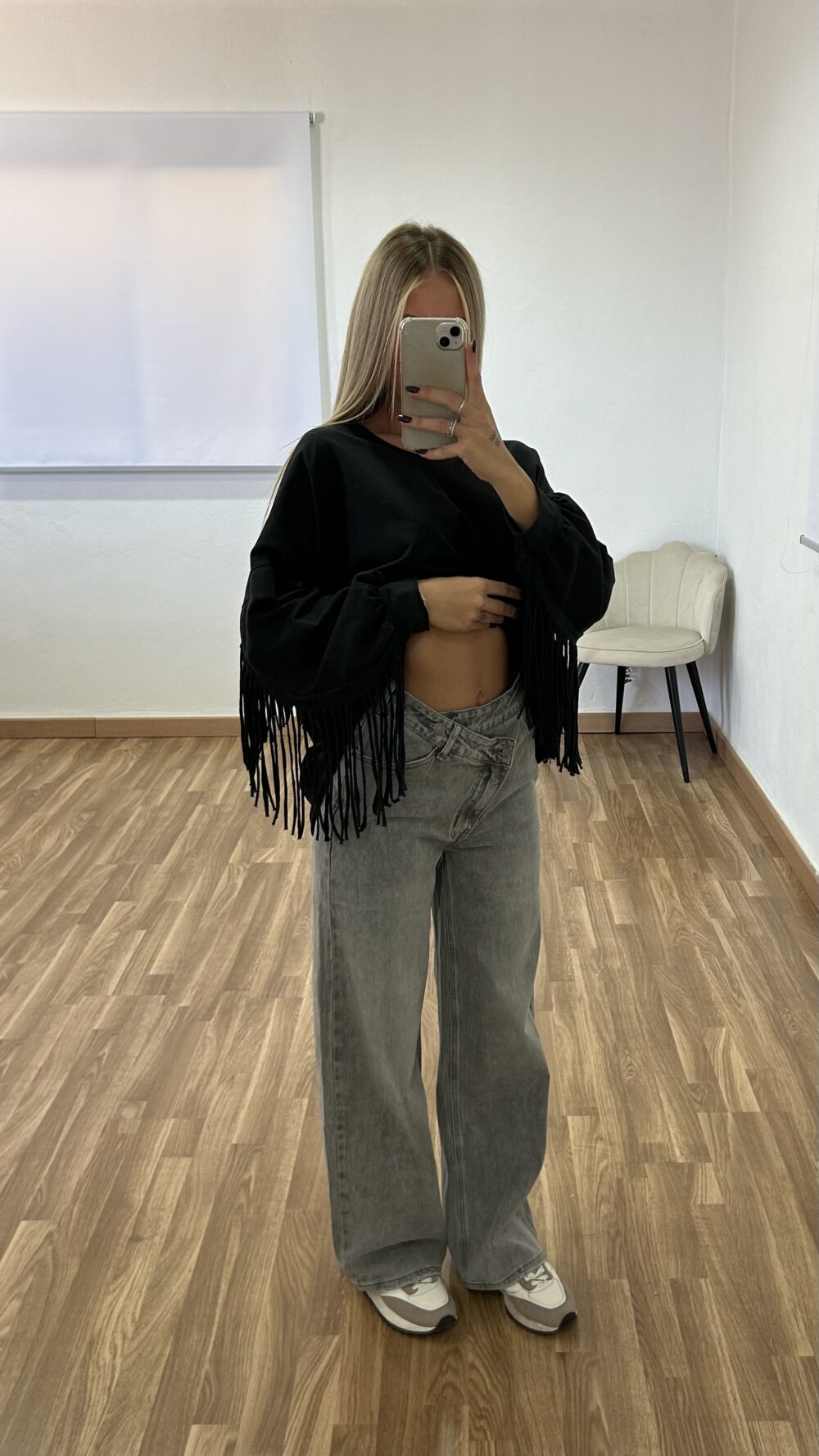 JEANS WIDE LEG GRIS CLARO