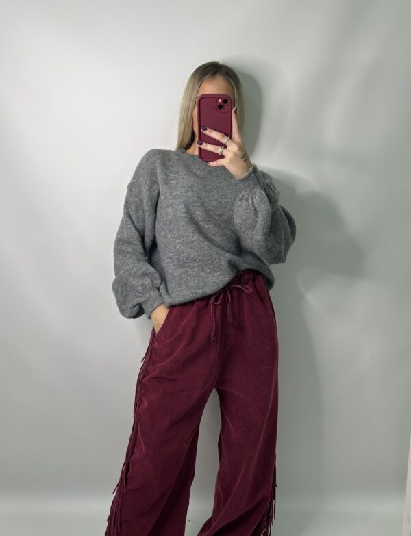 Pantalón pana flecos