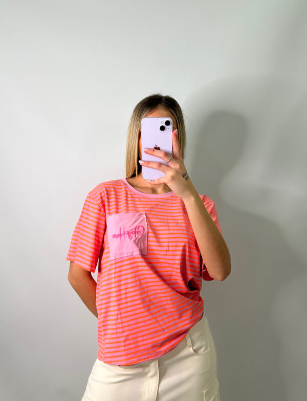 Camiseta rayas rosa