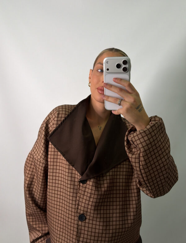CHAQUETA CUADROS VINTAGE BEIGE